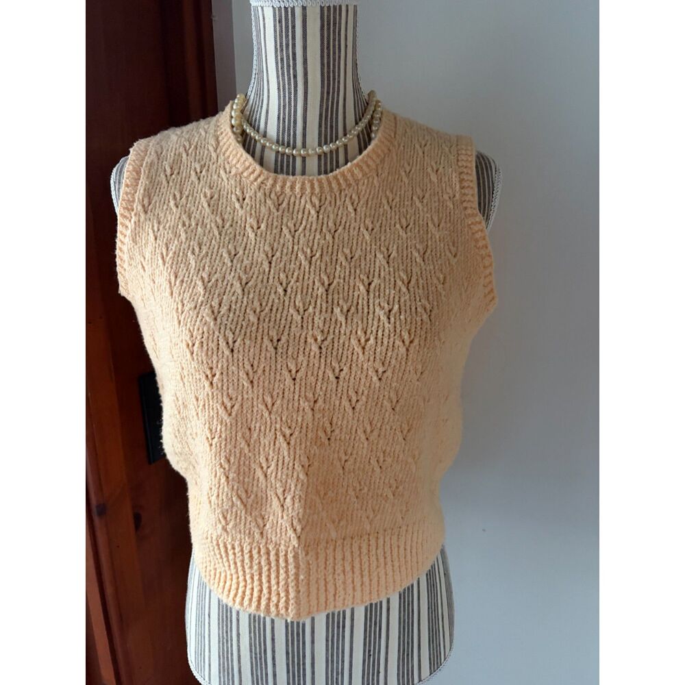 Hand Knitted Preppy Romantic Academia Retro Grandma Cottagecore Cable Knit Vest